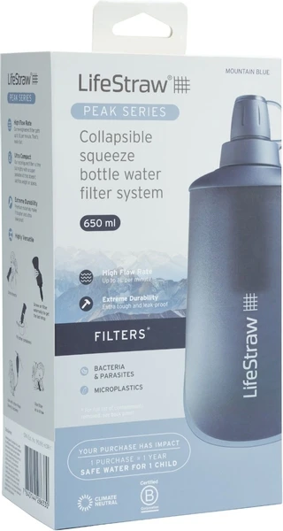 Lifestraw Peak Opvouwbare waterfilter fles - 650 ml - Blauw Lifestraw Peak Opvouwbare Waterfilter Fles - 650 Ml - Blauw -Buiten Kamperen Winkel 1900 1900 00104066 07