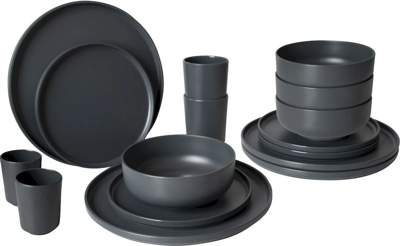 Bo-Camp Patom melamine serviesset - 16-delig - Antraciet Bo-Camp Patom Melamine Serviesset - 16-delig - Antraciet -Buiten Kamperen Winkel 740 1200 6181462