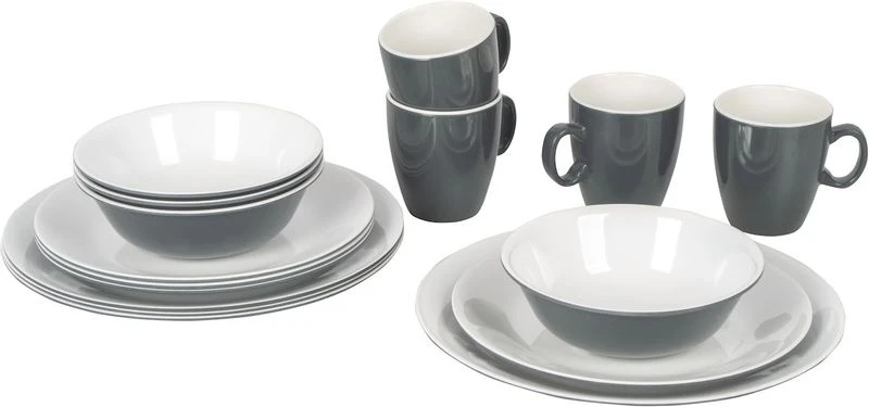 Bo-Camp melamine serviesset - 16-delig - Grijs Bo-Camp Melamine Serviesset - 16-delig - Grijs -Buiten Kamperen Winkel 900 1358 6181274