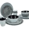 Bo-Camp Mix & Match Melamine Serviesset - 16-delig - Zwart -Buiten Kamperen Winkel bo camp mix